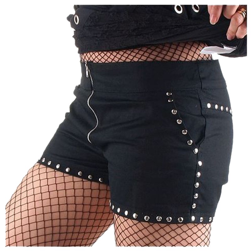 Women Gothic Short Black Festi Shorts Multi Pocket Military Cargo Short High Waist Shorts